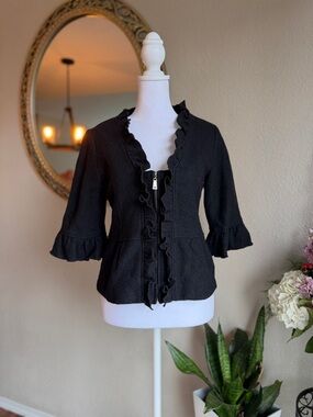 mac & jac Black Ruffle wool Jacket